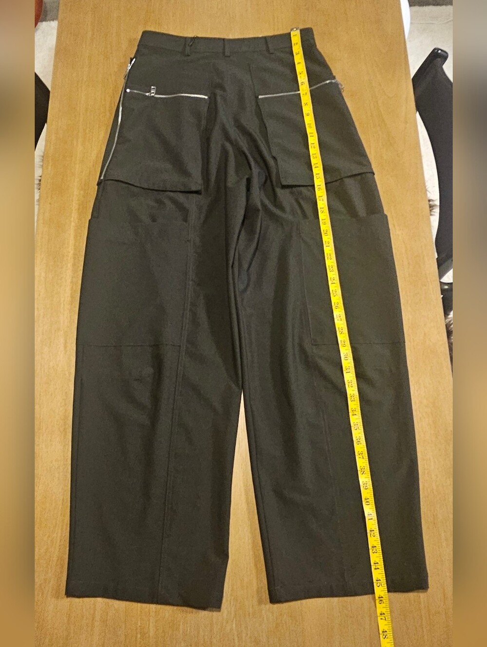 Zara Dark Green Wide Leg Utility Cargo Pants Women's Medium M High Rise - Picture 8 of 11